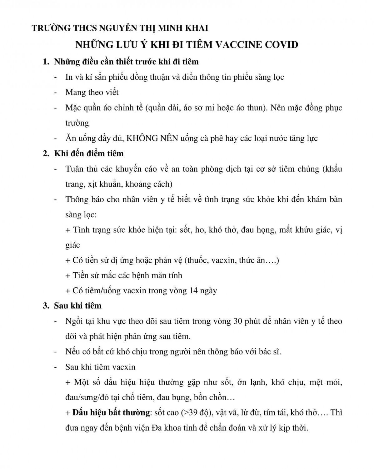 TB LƯU Ý KHI ĐI TIÊM 1