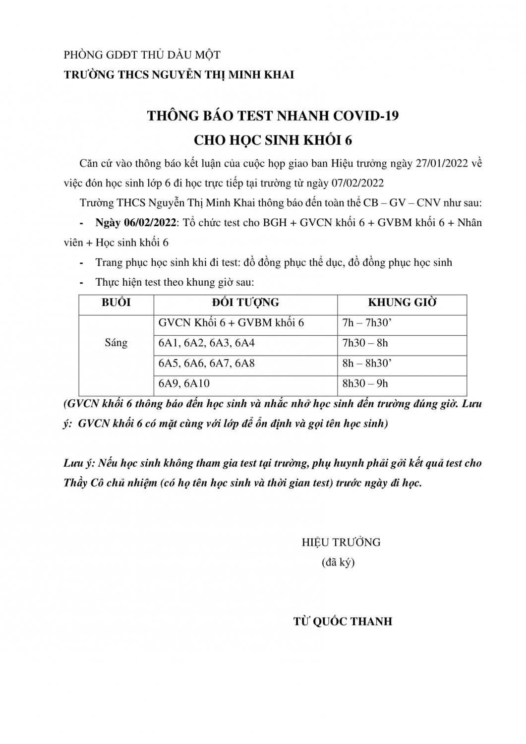 TB LỊCH TEST K6 1