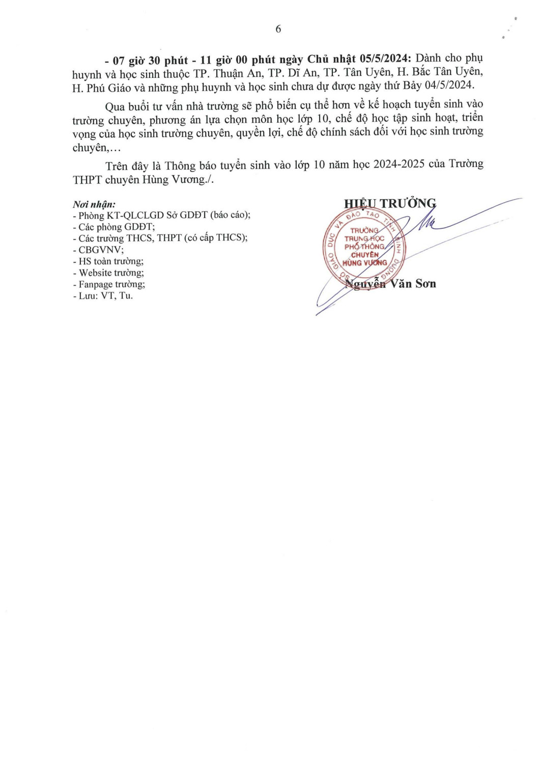 TB TUYEN SINH 6